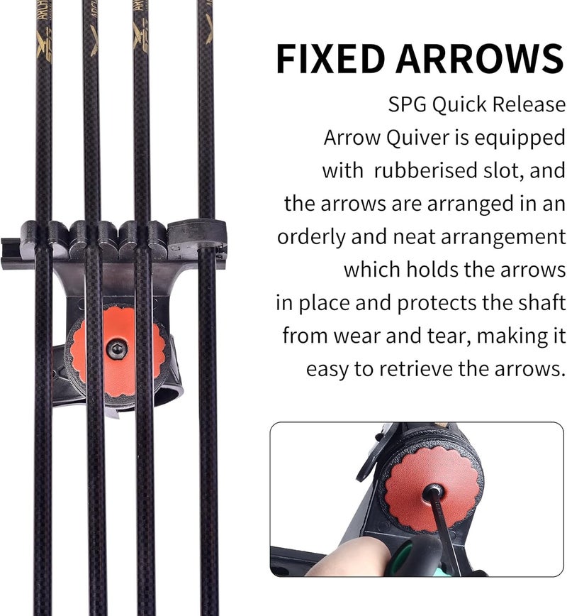 SP.G Adjustable Archery Arrow Quiver - Leather Quiver Arrow Holder with Quick Shoot System Longbow Recurve Bow Quiver 4/6 Arrows Hanged Arrow Case for Hunting Shooting Practice - Image 3